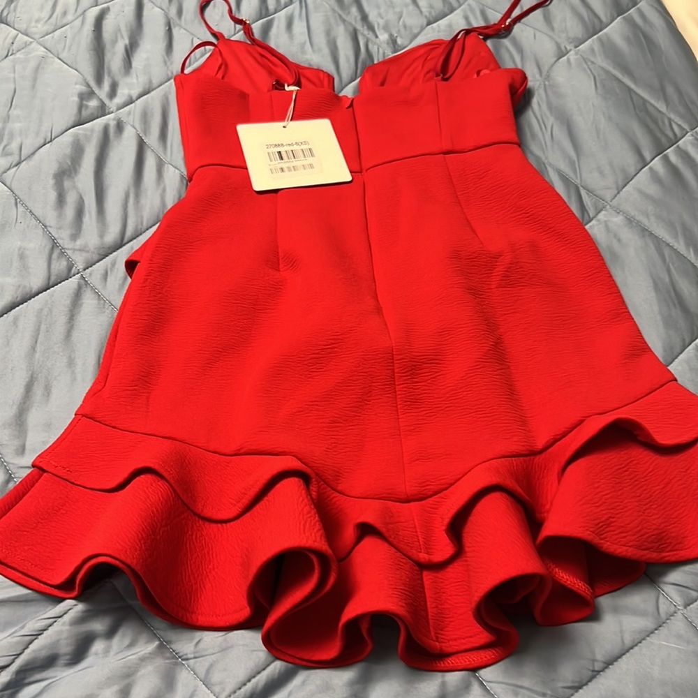 Hello Molly Red Ruffle Mini Dress - Picture 6 of 6